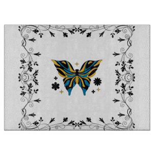 Tabla De Cortar Alas Encantadas – Mariposa Negra y Azul