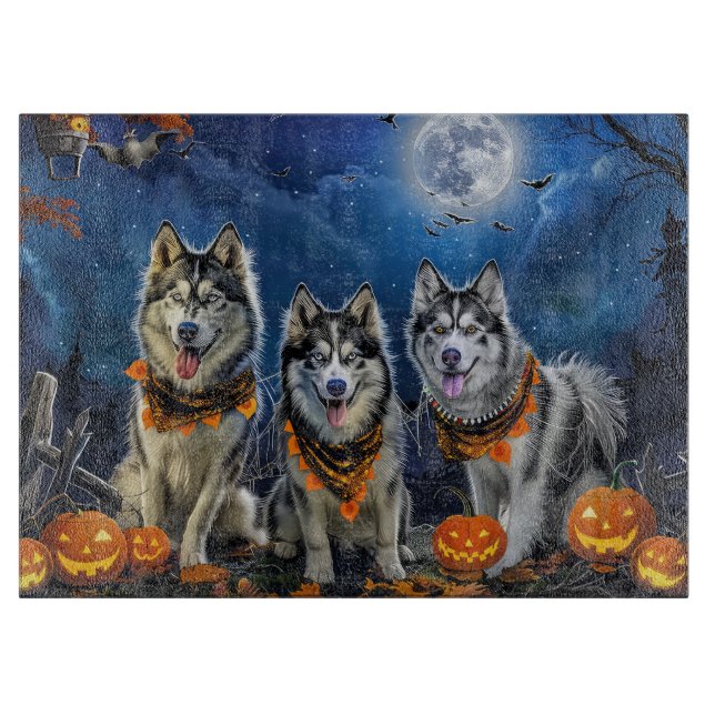 Tabla De Cortar Alaskan Malamute Halloween Spooky (Anverso)