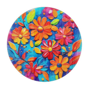 Tabla De Cortar Alegre Pintura Floral