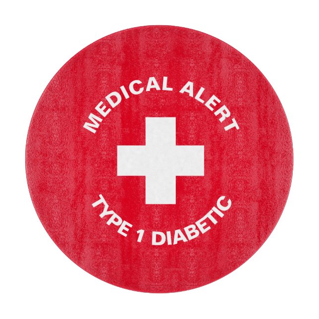 Tabla De Cortar Alerta médica personalizada Rojo diabético (Anverso)