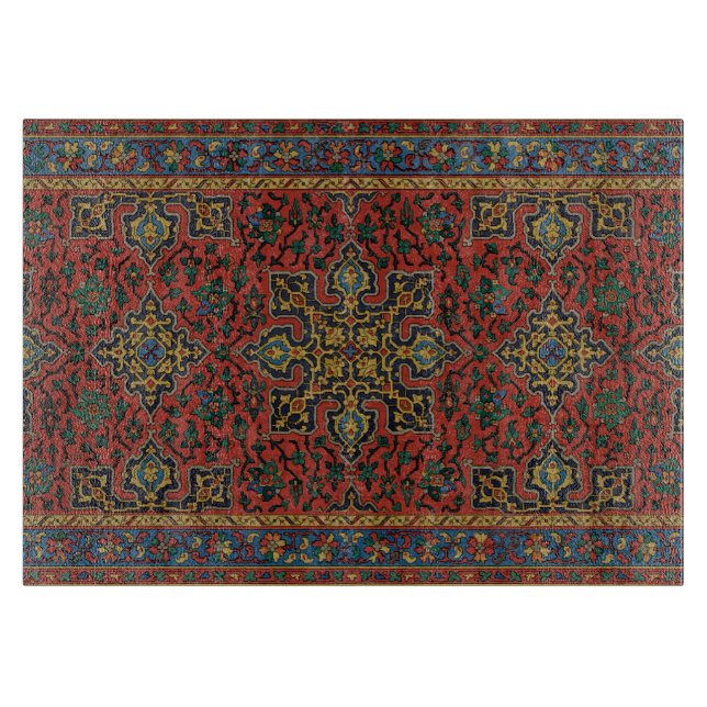 Tabla De Cortar Alfombra Persa Clásica Roja Azul (Anverso)