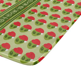 Tabla De Cortar Alien lindo en Santa Hat Motif tu texto en glifos