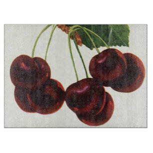 Tabla De Cortar Alimentos de Frutas Vintage, Cerezas Maduras de un