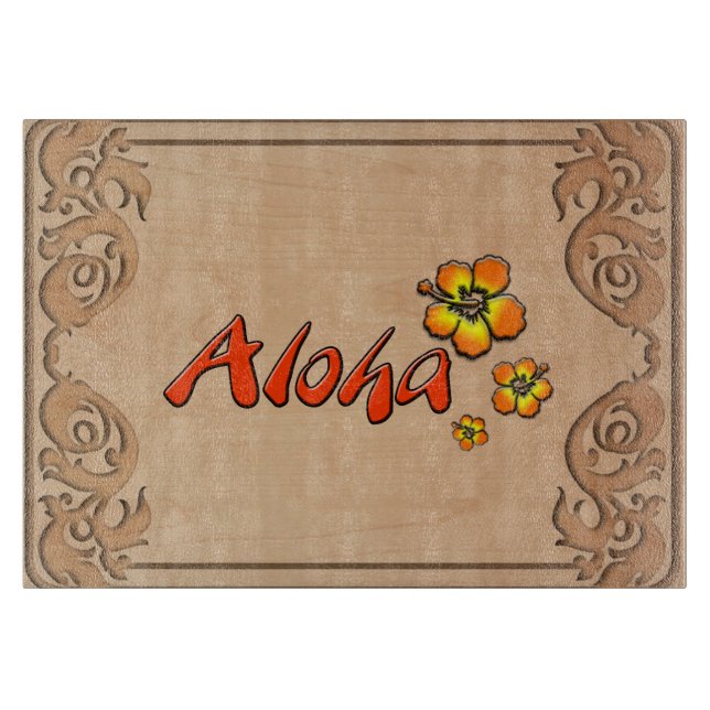 Tabla De Cortar Aloha Hawai Carved Wood Look (Anverso)