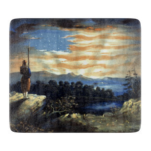 Tabla De Cortar Amanecer celestial de la bandera estadounidense en