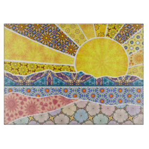 Tabla De Cortar Amanecer Pintado con Patrón