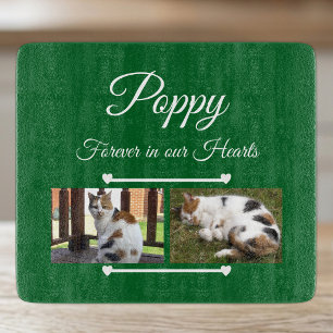 Tabla De Cortar Amante de mascotas vidrio verde y blanco con 2 fot