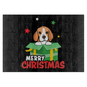 Tabla De Cortar Amantes de Beagle Santa Perro Navidad Xmas