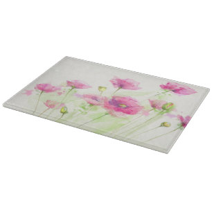 Tabla De Cortar Amapolas pintadas 3 de la acuarela