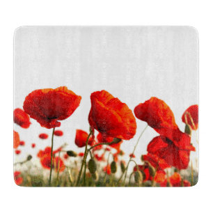 Tabla De Cortar Amapolas rojas