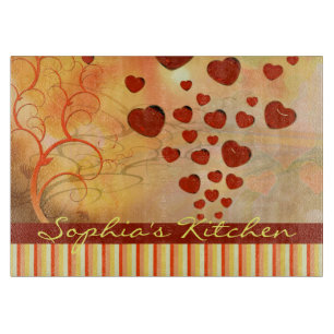 Tabla De Cortar Amarillo anaranjado rojo del Flourish del árbol