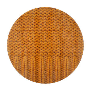 Tabla De Cortar Amarillo brillante: textura de punto hecha a mano.