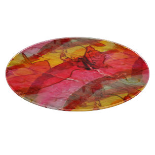 Tabla De Cortar Amarillo rojo del arte de la acuarela