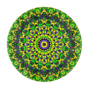 Tabla De Cortar Amarillo, verde, morado Mandala
