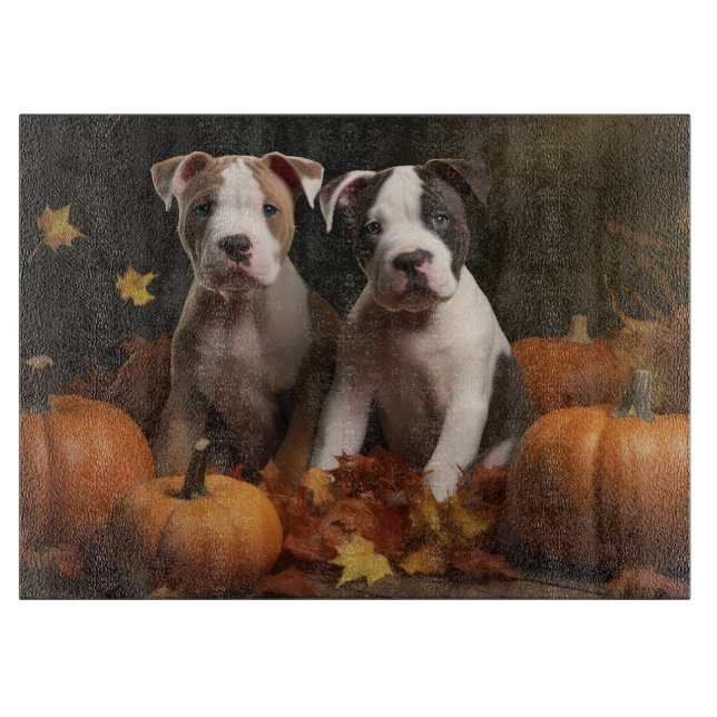 Tabla De Cortar American Staffordshire Puppy Autumn Delight (Anverso)