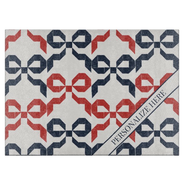 Tabla De Cortar Americana Folk Art Bow Quilt Pattern Recipe (Anverso)