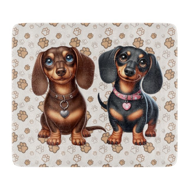 Tabla De Cortar Amigos de Cute Dachshund (Anverso)