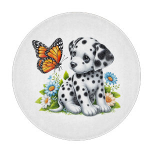 Tabla De Cortar Amigos de Cute Dalmatian/Butterfly