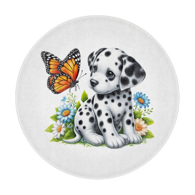 Tabla De Cortar Amigos de Cute Dalmatian/Butterfly (Anverso)