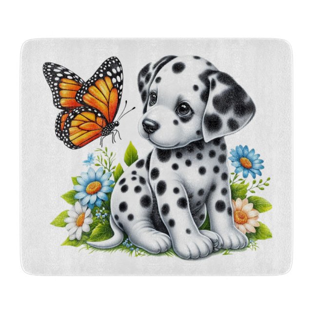 Tabla De Cortar Amigos de Cute Dalmatian/Butterfly (Anverso)