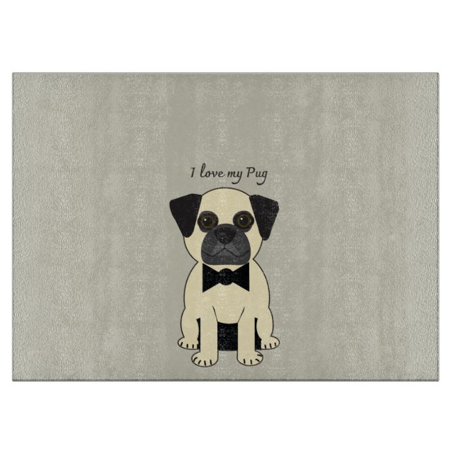 Tabla De Cortar Amo a mi Pug (Anverso)