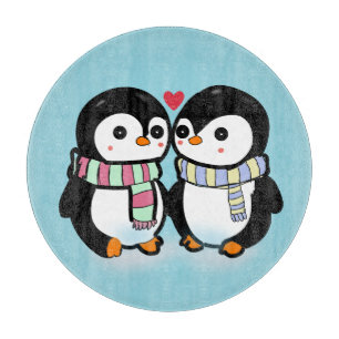 Tabla De Cortar Amor de pingüino de invierno personalizado