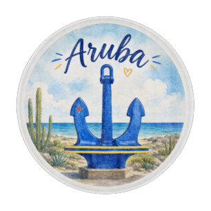 Tabla De Cortar ancla de la bandera de Aruba isla del Caribe recue