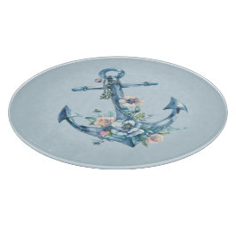Tabla De Cortar Ancla floral - Azul con placa de corte de flores