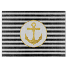 Tabla De Cortar Anclaje y franjas | Tema náutico | Tablero de cort