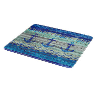Tabla De Cortar Anclas de la decoración de la Marina Azul