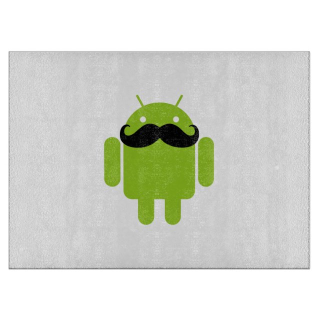 Tabla De Cortar Android Robot Whimsical Mustache Style (Anverso)