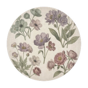 Tabla De Cortar Anémonas Rosas Botánicas Suaves Pastel Vintage