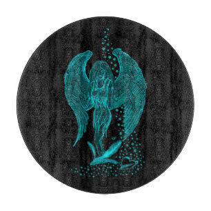 Tabla De Cortar Ángel perdido en el amor, negro y verde diseño