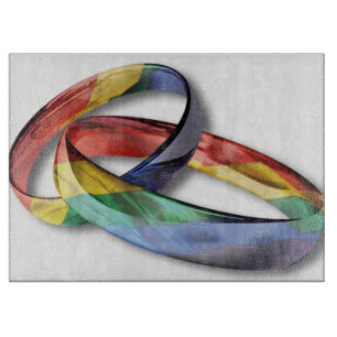 Tabla De Cortar Anillos Bodas del arcoiris para la igualdad matrim