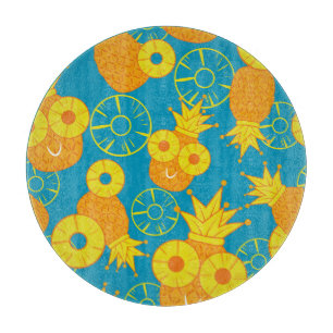 Tabla De Cortar Anillos de piña: Vintage Personalizado de Doodle.