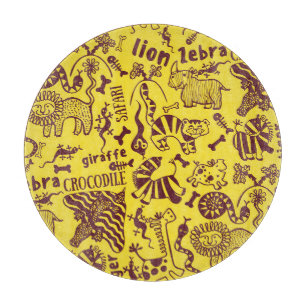 Tabla De Cortar Animales africanos: Patrón cultural sin foco.