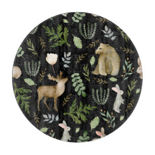 Tabla De Cortar Animales Curados: Mano de acuarela dibujada.