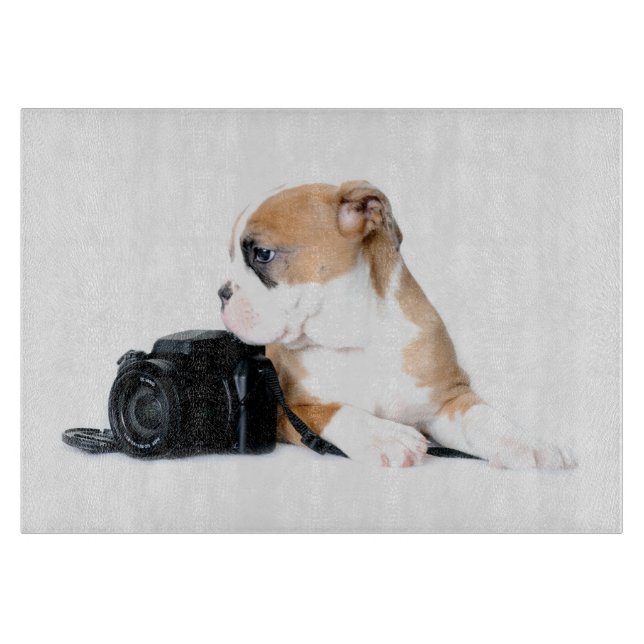 Tabla De Cortar Animales de bebé más afectados | Antiguo Bulldog b (Anverso)