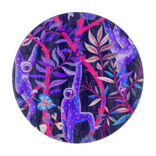 Tabla De Cortar Animales tropicales: patrón de monos azules.