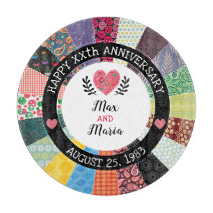 Tabla De Cortar Aniversario personalizado, patrón de tejido de mo
