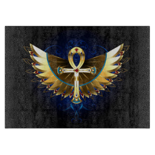 Tabla De Cortar Ankh de oro con alas