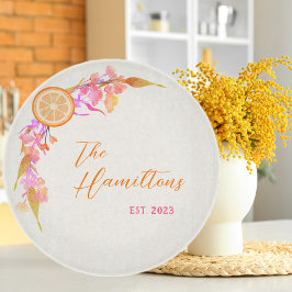 Tabla De Cortar Año de creación de floral de fruta Naranja brillan