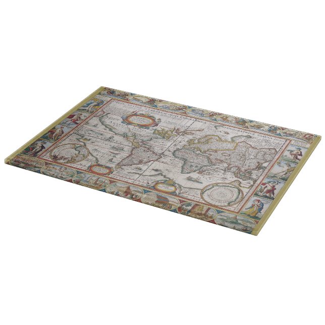 Tabla de cortar antigua del mapa del mundo (Borde)
