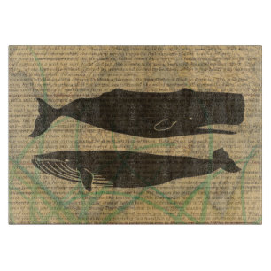 Tabla De Cortar Antiguo Ballena Náutico Vintage Océano Vida Marin