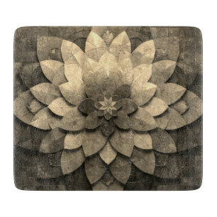 Tabla De Cortar Antiguo Golden Mandala Arte Vidrio de Flores Texto