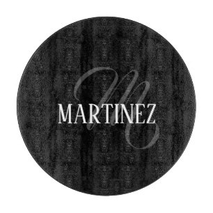 Tabla De Cortar Apellido personalizado elegante negro Nombre