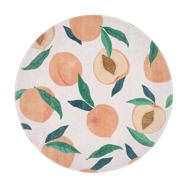 Tabla De Cortar Apricot De Peach: Patrón Tropical Sin Marea. (Anverso)