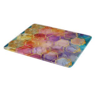 Tabla De Cortar Aqua Azul Púrpura Verde Rosa Oro Panal de Abejas