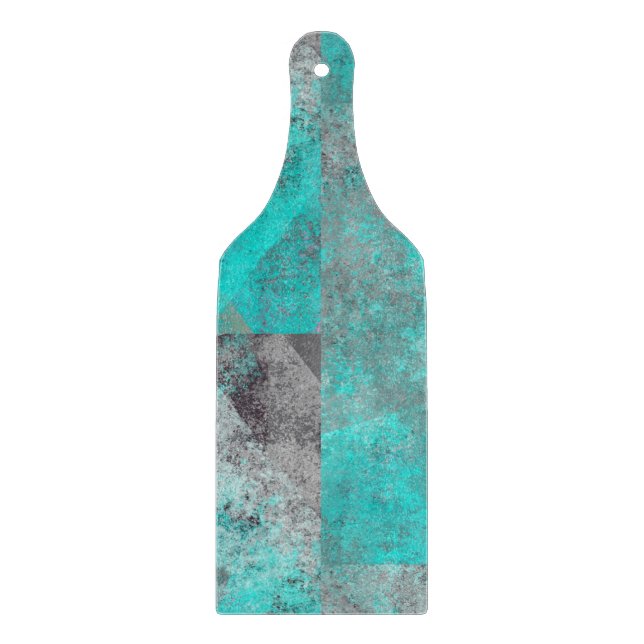 Tabla De Cortar Aqua Azul Turquesa y Gris Paddle Deteriorado (Anverso)