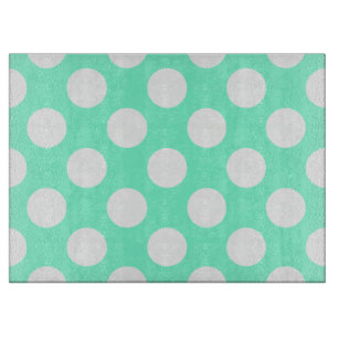 Tabla De Cortar Aquamarina y puntos blancos
